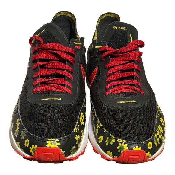 Nike Waffle One Floral Black Red Yellow Sneakers Men's 15 DQ7676-001 Running - Picture 3 of 8